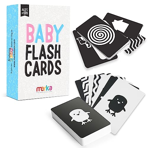 merka Kontrastreiche Baby-Karteikarten - Set mit 50 schwarz-weißen Karten zur visuellen Stimulation und Förderung der Gehirn- und Sinnesentwicklung - Lernhilfe für Säuglinge Kleinkinder ab 18 Monaten merka Kontrastreiche Baby-Karteikarten - Set mit 50 schwarz-weißen Karten zur visuellen Stimulation und Förderung der Gehirn- und Sinnesentwicklung - Lernhilfe für Säuglinge Kleinkinder ab 18 Monaten von merka