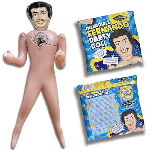merrimix Aufblasbare Blaspuppe, Gag Geschenke für Männer und Frauen, Junggesellenabschied, Gastgeschenke und Dekorationen, lustiges Überraschungsgeschenk für Erwachsene (Fernando mit Verpackung) von merrimix