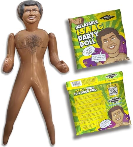 merrimix Aufblasbare Blaspuppe, Gag Geschenke für Männer und Frauen, Junggesellenabschied, Gastgeschenke und Dekorationen, lustiges Überraschungsgeschenk für Erwachsene (Isaac mit Verpackung) von merrimix