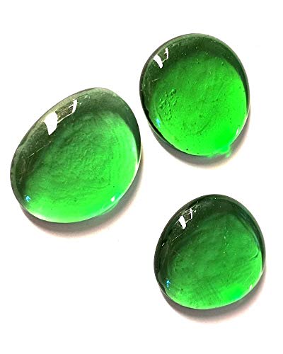 MesBilles 14 Flache Glaskugeln, 250 g, dekorative Glassteine, 30 mm, Unisex, Kinder, Grün, Einheitsgröße (Herstellergröße: 3 cm) von mesbilles