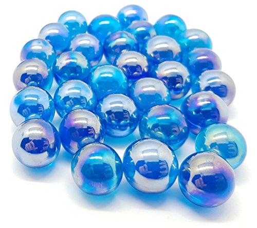 mesbilles 30 Murmeln Irisierendes Blau - Glasmurmeln 14 mm von mesbilles