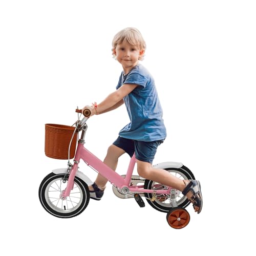 12 Zoll Kinderfahrrad Fahrrad, Balance Und Pedal Lernfahrrad, Übung Kinder, Für Kinder Im Alter Von 2-4 Jahren Geeignet, Fahrassistent, Vordere Sattelbremse Und Hintere Trommelbremse (Rosa) von mesterth