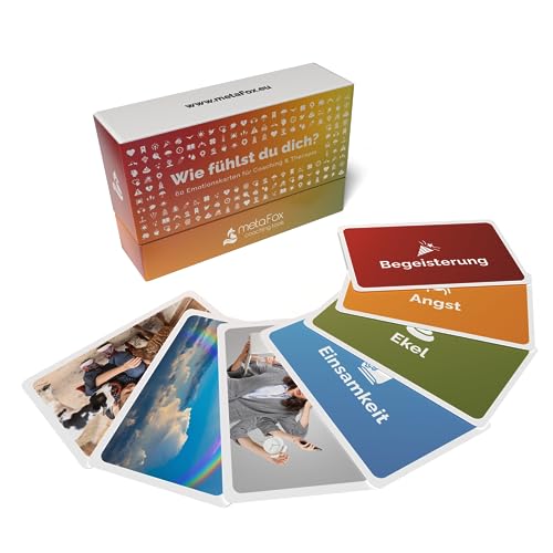 metaFox Gefühlskarten 'Wie fühlst 60 Emotionskarten für Coaching und Therapie 8 Methodenkarten basierend auf der emotionalen Intelligenz von Daniel Goleman von metaFox