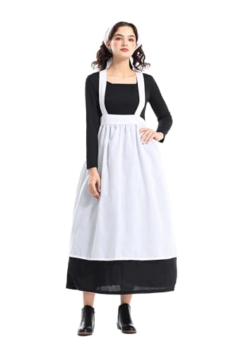 mewjoy Damen Pilgerkleid Erwachsene Viktorianisches Kostüm Kolonial Herrenhaus Dienstmädchen Kleid mit Schürze Schal Set Halloween Outfits XL mewjoy Damen Pilgerkleid Erwachsene Viktorianisches Kostüm Kolonial Herrenhaus Dienstmädchen Kleid mit Schürze Schal Set Halloween Outfits XL von mewjoy