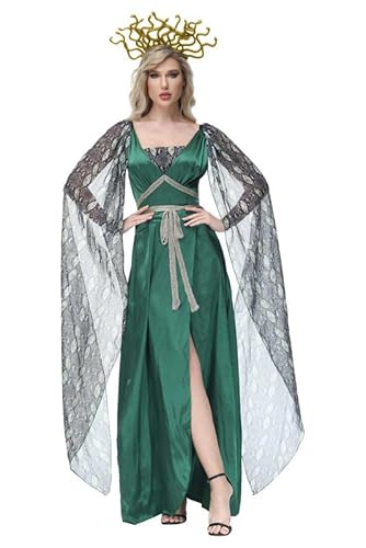 mewjoy Frauen Medusa Fancy Kleid Erwachsene Grüne griechische Göttin Outfits mit Kopfbedeckung für Halloween Cosplay Party XL mewjoy Frauen Medusa Fancy Kleid Erwachsene Grüne griechische Göttin Outfits mit Kopfbedeckung für Halloween Cosplay Party XL von mewjoy