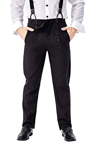 mewjoy Herren Mittelalterliche Arbeitshose Steampunk Gothic Hose Retro Pirat Arbeitshose Hohe Taille Freizeithose für Halloween Karneval Arbeit, Schwarz , L mewjoy Herren Mittelalterliche Arbeitshose Steampunk Gothic Hose Retro Pirat Arbeitshose Hohe Taille Freizeithose für Halloween Karneval Arbeit, Schwarz , L von mewjoy