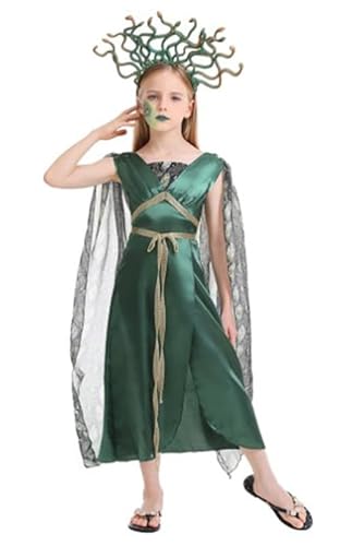 mewjoy Mädchen Medusa Fancy Kleid Grüne griechische Göttin Outfits mit Kopfbedeckung für Halloween Cosplay Party L mewjoy Mädchen Medusa Fancy Kleid Grüne griechische Göttin Outfits mit Kopfbedeckung für Halloween Cosplay Party L von mewjoy