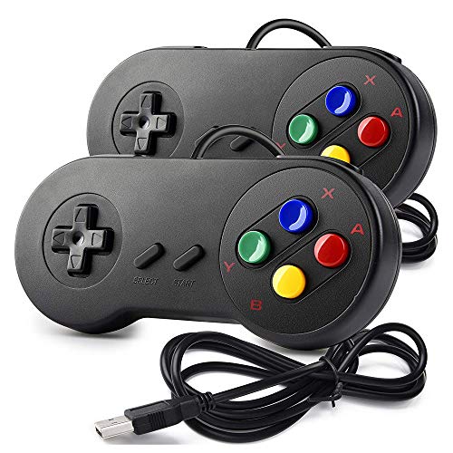miadore 2 x SNES USB Controller GamePad Joypad SNES Controller Joystick für Windows PC Mac Raspberry Pi (Multi-Color Keys) von miadore