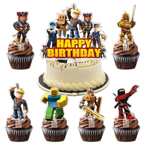 7 Stücke Rob Cake Toppers Set, Rob Geburtstags Kuchen Dekoration, Rob Cupcake Topper, Acrylmaterial, Party Dekoration, Geburtstagsfeiern für Jungen und Mädchen, Babypartys, Themenpartys 7 Stücke Rob Cake Toppers Set, Rob Geburtstags Kuchen Dekoration, Rob Cupcake Topper, Acrylmaterial, Party Dekoration, Geburtstagsfeiern für Jungen und Mädchen, Babypartys, Themenpartys von miakttc