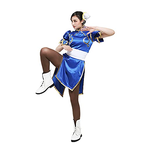 Miccostumes Damen Chun li Cosplay Dark Blue Blau and Weiß Small Miccostumes Damen Chun li Cosplay Dark Blue Blau and Weiß Small von miccostumes