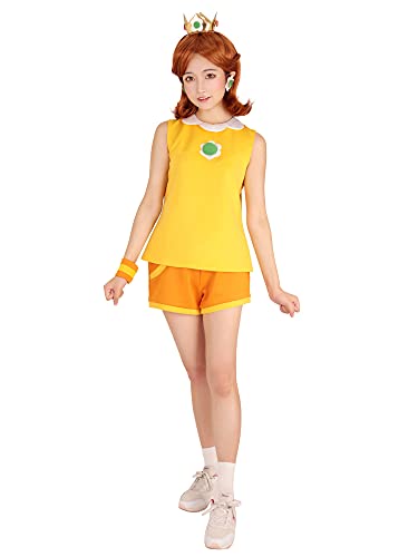 Miccostumes Damen Gelb Tennis Outfit Cosplay Kostüm mit Krone (S) von miccostumes