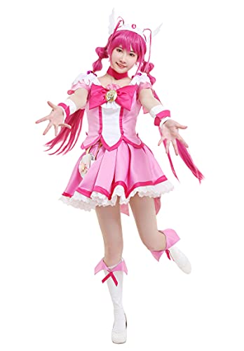 Miccostumes Damen Hoshizora Miyuki Cosplay Kostüm Cure Happy Battlesuit Outfits mit Hüfttasche und Zubehör (Rosa, Groß) von miccostumes