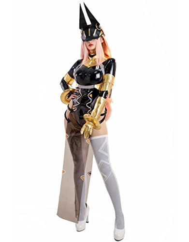 miccostumes Damen Cosplay Kostüm Body und Weste mit Oberschenkelsocken und Maske (Schwarz, M) von miccostumes