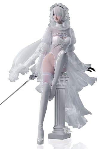 miccostumes Damen Kostüm 2B Cosplay Weiß Hochzeit Anzug Braut Bodysuit, Weiss/opulenter Garten, XS miccostumes Damen Kostüm 2B Cosplay Weiß Hochzeit Anzug Braut Bodysuit, Weiss/opulenter Garten, XS von miccostumes