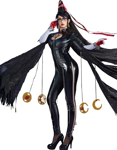 miccostumes Damen Kostüm Hexe Cosplay Rückenfrei Bodysuit Handschuhe mit Ketten und Socken (S) von miccostumes