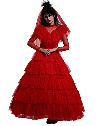 miccostumes Damen Lydia Deetz Cosplay Kostüm Rot Hochzeitskleid Halloween - Rot - Large miccostumes Damen Lydia Deetz Cosplay Kostüm Rot Hochzeitskleid Halloween - Rot - Large von miccostumes