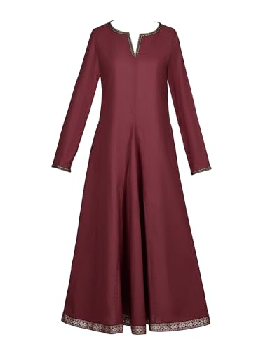 miccostumes Damen Wikinger Kleid Mittelalter Kostüm Leinenmischung Lange Ärmel Renaissance Unterkleid, Rost, XL von miccostumes