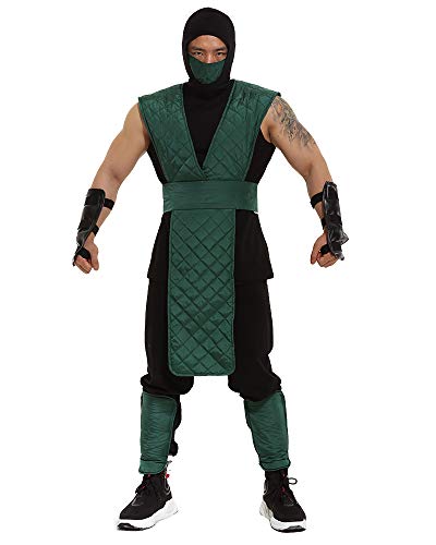 miccostumes Herren Ninja Cosplay Halloween Kostüm Grün Anzug (XL) von miccostumes