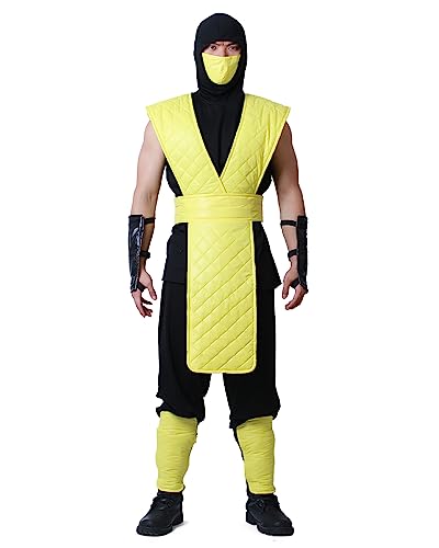 miccostumes Herren Ninja Yellow Fighter Halloween Cosplay Kostüm (Herren M) von miccostumes