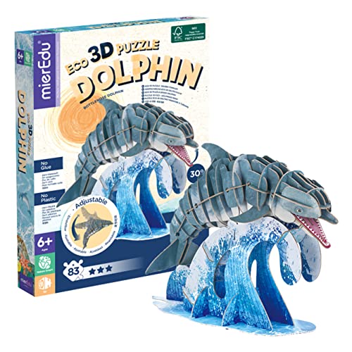 mierEdu Bewegliches 3D Puzzle Kinder - Der Delfin I Kreatives Puzzleset I Fördert Motorik, Konzentration + Geduld I Spektakuläres Puzzle ab 6 Jahren von mierEdu