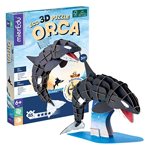mierEdu 3D Puzzle Orca – Beweglicher Meereswelt-Bausatz für Kinder ab 6 Jahren – Lernspielzeug zur Förderung von Motorik & Konzentration – Detailgetreues Modell für kleine Entdecker von mierEdu
