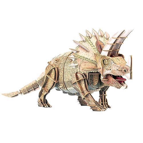 mierEdu 3D Puzzle Triceratops – Beweglicher Dinosaurier-Bausatz für Kinder ab 6 Jahren – Lernspielzeug zur Förderung von Motorik & Konzentration – Detailgetreues Modell für kleine Entdecker von mierEdu
