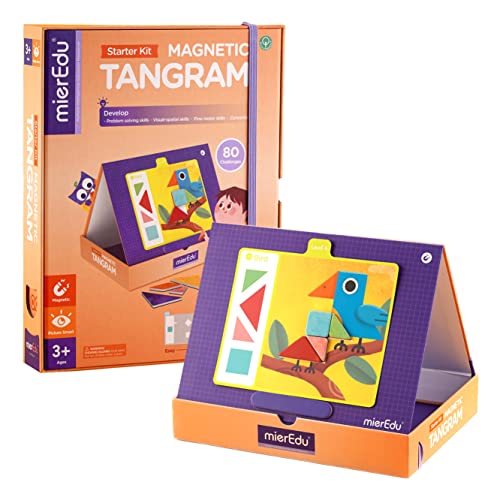 mierEdu Magnetische Reise Tangram Puzzles Buch Spiel Tangrams Jigsaw Shapes Dissektion mit Lösung für Kind Erwachsene Urlaub Traveller Tangoes Herausforderung IQ pädagogisches Spielzeug -Single Set von mierEdu
