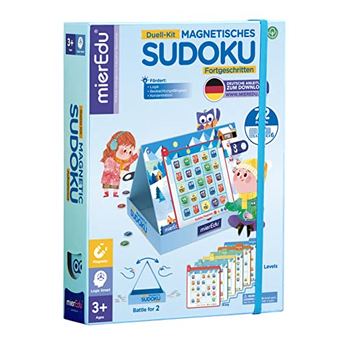 mierEdu Magnetisches Sudoku für Kinder – Duell Version – Logikspiel zur Förderung von Motorik & Konzentration – Magnetspiel ab 3 Jahre für Zuhause & Reisen – Gesellschaftsspiel für 1-2 Spieler von mierEdu