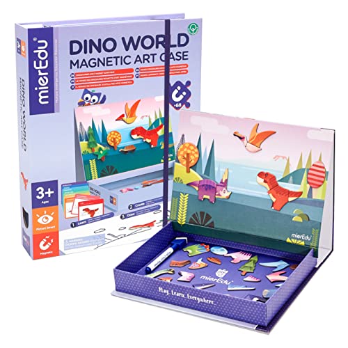 mierEdu Magnetspiel Box Dino Welt – Magnetische Anziehpuppen & Lernspiel für Kinder ab 3 Jahren – Kreatives Reisespiel für Autofahrt & Flugzeug – Fördert Motorik & Fantasie von mierEdu