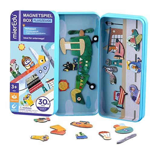 mierEdu – Magnetspiel Box – Flugzeug I Fördert Motorik + Fantasie I Ideal für Zuhause und als Reisespiel für Kinder I Magnet Spielzeug Kinder I Spielzeug ab 3 Jahre von mierEdu