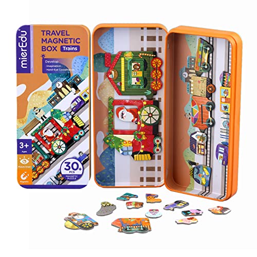 mierEdu – Magnetspiel Box – Züge I Fördert Motorik + Fantasie I Ideal für Zuhause und als Reisespiel für Kinder I Magnet Spielzeug Kinder I Spielzeug ab 3 Jahre von mierEdu