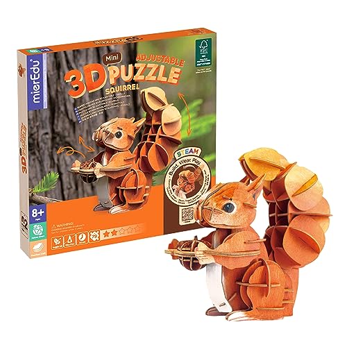 mierEdu Mini 3D Puzzle - Eichhörnchen (beweglich) I Kreatives Puzzleset I Fördert Motorik, Konzentration + Geduld I Spektakuläres Puzzle ab 8 Jahren von mierEdu