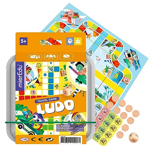 mierEdu Reisespiel Ludo I Reisespiele Kinder ab 3 Jahren I Brettspiel in kompakter & Leichter ECO Papier-Box I Fördert Logisches Denken I 2-4 Spieler von mierEdu