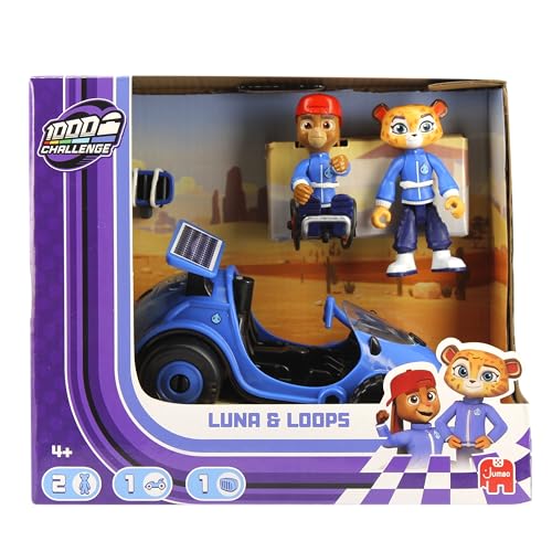 Mille Bornes Challenge - Blaues Team-Set – die Pfeile – Luna und Loops – Spielzeug aus der TV-Serie – Auto und bewegliche Figur zum Sammeln – Kinder ab 4 Jahren von mille borne Challenge