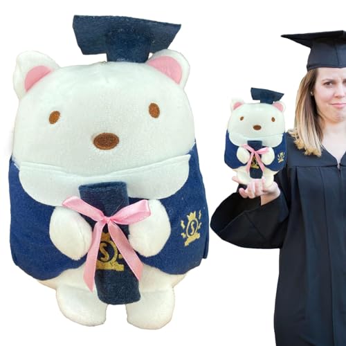 mimika Grad Bär Stofftier,Abschluss Stofftier,Plüsch-Abschlussbär mit Mini-Bachelor-Mütze | 20 cm großer „Congrats Grad Bear“-Plüsch für den Kindergarten-, High-School- und College-Abschluss von mimika