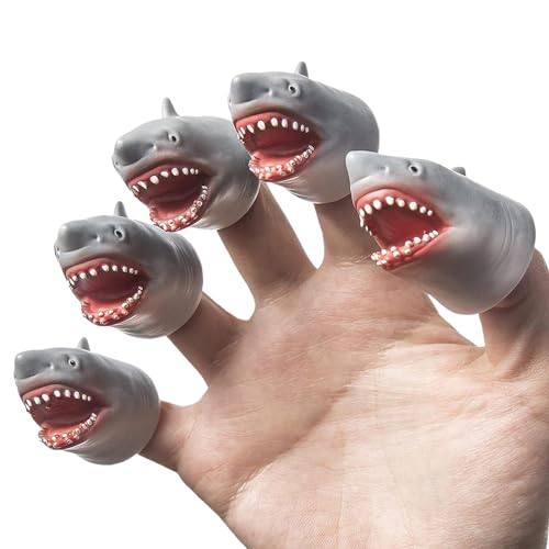 mimika Hai-Fingerpuppen,Fingerpuppen für Kinder,5 Stück realistische Haie Kinderpuppen für Finger - Dehnbare Fingerpuppen, interaktives Eltern-Kind-Spielzeug für Rollenspiele und Bühnenaufführungen von mimika
