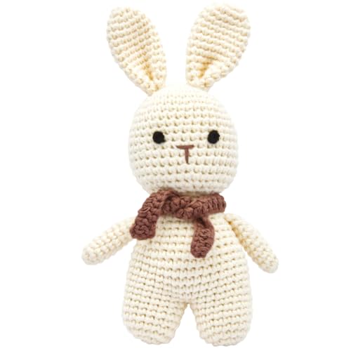 miniHeld Handgestrickter Hase gehäkelt aus Baumwolle Spielzeug 18 cm von miniHeld