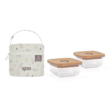 miniland Nahrungsbehälter-Set inklusive Transporttasche ecosquare chick von miniland