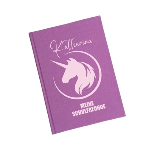 minimutz Freundebuch Schule Mädchen - Personalisiert mit Name - Freundschaftsbuch Poesiealbum Schulfreunde Einhorn Unicorn von minimutz