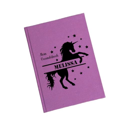 minimutz Freundebuch Schule Mädchen - Personalisiert mit Name - Freundschaftsbuch Poesiealbum Schulfreunde Einhorn von minimutz