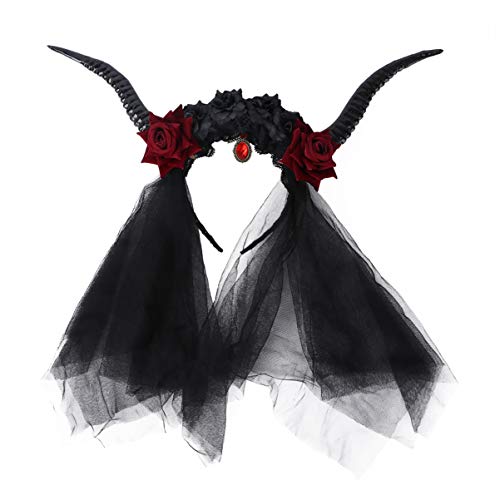 Minkissy Gothic Horn Stirnband Halloween Cosplay Kopfschmuck mit Kristall & Tüll Schleier, Retro Dämonenhörner für Frauen & Mädchen – Perfekt für Halloween, Kostümpartys & Gothic Themen (Schwarz) Minkissy Gothic Horn Stirnband Halloween Cosplay Kopfschmuck mit Kristall & Tüll Schleier, Retro Dämonenhörner für Frauen & Mädchen – Perfekt für Halloween, Kostümpartys & Gothic Themen (Schwarz) von minkissy