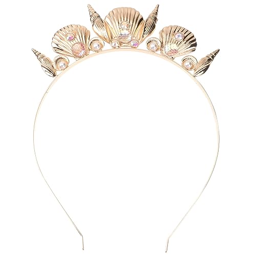Minkissy Muschel Haarschmuck Gold Muschel Krone Muschelkopf Diadem Muschel Stirnband Muschel Kopfschmuck für Damen Strandparty Mädchen Haarschmuck Für Den Sommer von minkissy