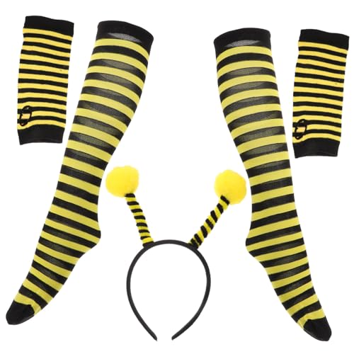 minkissy 1 Satz Bienen Kostümset für Süßes Bienen Cosplay mit Haarreif Langen Handschuhen und Gestreiften Strümpfen für Karneval Halloween und Bühnenaufführungen minkissy 1 Satz Bienen Kostümset für Süßes Bienen Cosplay mit Haarreif Langen Handschuhen und Gestreiften Strümpfen für Karneval Halloween und Bühnenaufführungen von minkissy