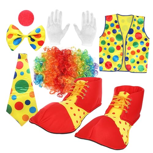 minkissy 1 Satz Clown Kostüm mit Perücke Weste Handschuhen Schuhen Accessoires Lustiges Clown Outfit für Karneval Partys Auftritte Bequeme Langlebige Materialien minkissy 1 Satz Clown Kostüm mit Perücke Weste Handschuhen Schuhen Accessoires Lustiges Clown Outfit für Karneval Partys Auftritte Bequeme Langlebige Materialien von minkissy