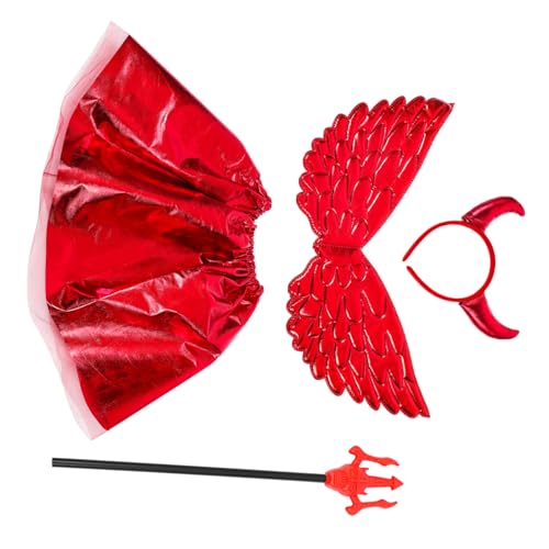 minkissy 1 Satz Halloween Teufel Kostümset für Teiliges mit Roten Netzrock Einhornflügeln und Herzstab für Cosplay und Halloween Partys minkissy 1 Satz Halloween Teufel Kostümset für Teiliges mit Roten Netzrock Einhornflügeln und Herzstab für Cosplay und Halloween Partys von minkissy