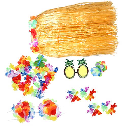 minkissy 1 Satz Hawaiianischer Hula Strand Outfits Party hawaii hawaii outfit Hawaiianische Tiki-Dekoration Hawaii Muschelkette Hawaii-Themenstütze Simulation Strohrock Stoff von minkissy
