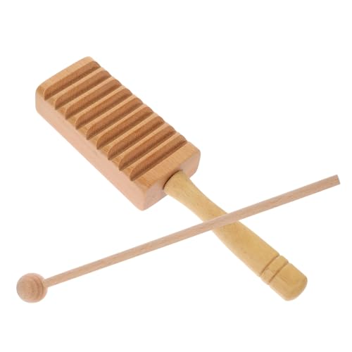 minkissy 1 Satz Holz Guiro Schlaginstrument mit Schlägel Musikalisches Lernspielzeug für Geeignet für Rhythmusübungen und Kreative Musikförderung von minkissy