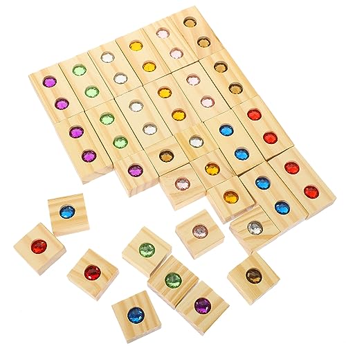 minkissy Edelstein Holzbaustein Spielzeug für Kinder Stapelspielzeug Kognitives Lernspielzeug Farbige Bausteine Montessori Geeignet 1 Satz von minkissy