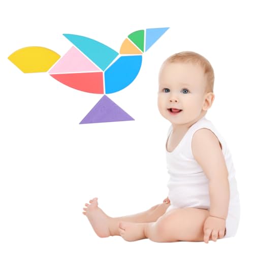 minkissy 1 Satz Holzpuzzle für Kreatives Tangram zur Frühen Bildung Fördert Kognitive Fähigkeiten und Macht Spaß Eiform von minkissy