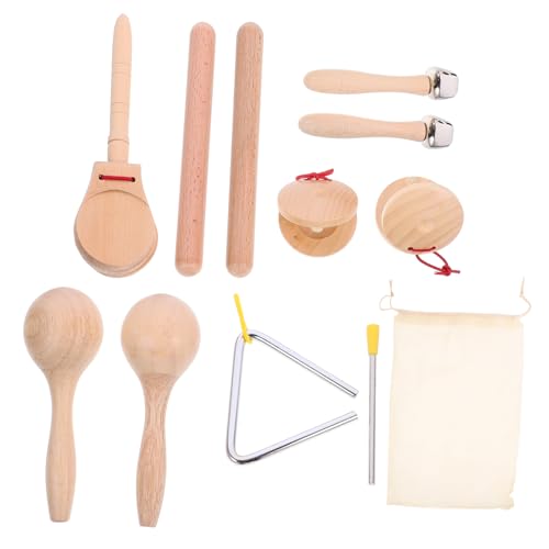 minkissy 1 Satz Holzspielzeug Musikinstrument für Teiliges Percussion Set mit Maracas und Rhythmusstock für Drinnen und Draußen Fördert die Musikalität und Motorik von minkissy